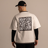 Футболка Dido молочна чоловіча зі змінним QR-кодом через Telegram-бот оверсайз