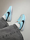 Блакитні шкіряні жіночі кросівки Nike Cortez Textile Glacier Blue Демісезонні кеди Найк Кортез, фото 6