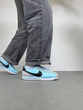 Блакитні шкіряні жіночі кросівки Nike Cortez Textile Glacier Blue Демісезонні кеди Найк Кортез, фото 5
