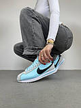 Блакитні шкіряні жіночі кросівки Nike Cortez Textile Glacier Blue Демісезонні кеди Найк Кортез, фото 3