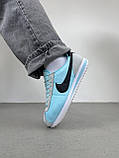 Блакитні шкіряні жіночі кросівки Nike Cortez Textile Glacier Blue Демісезонні кеди Найк Кортез, фото 8