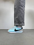 Блакитні шкіряні жіночі кросівки Nike Cortez Textile Glacier Blue Демісезонні кеди Найк Кортез, фото 7