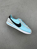 Блакитні шкіряні жіночі кросівки Nike Cortez Textile Glacier Blue Демісезонні кеди Найк Кортез, фото 9