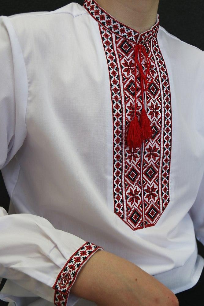 Вишиванка для хлопчика  Козачок з червоною вишивкою, біла сорочка, ошатна, на свято, на 4,5,6,7,8,9 років, фото 1