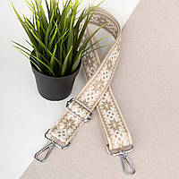 Ремінь для сумки текстильний 38 мм 0040 silver бежевий