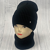 М 89036. Комплект для хлопчика, підлітковий: шапка з флісом і  хомут, розмір вільний, різні кольори 3-12 років, фото 3