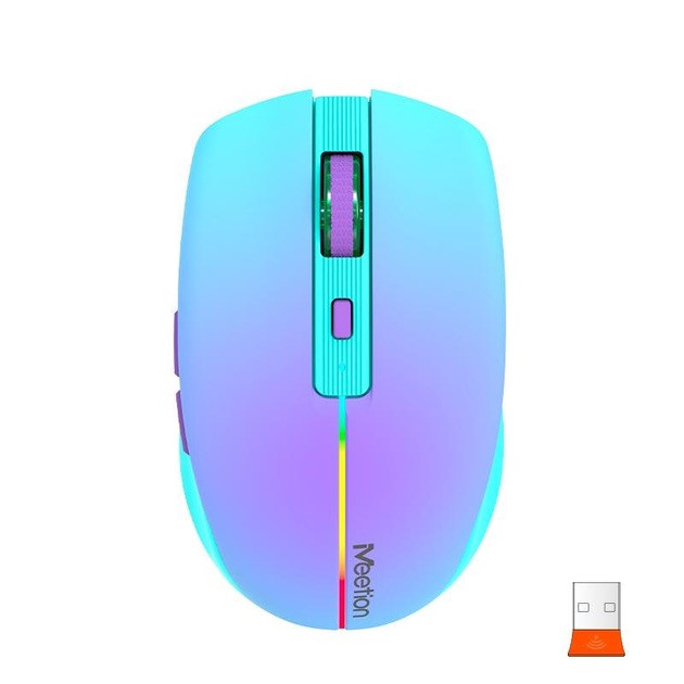Бездротова ігрова комп'ютерна миша Mееtion BTM002 RGB 1000-1200-1600 dpi 6 кнопок USB 2.4G Фіолетовий