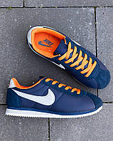 Сині чоловічі кросівки Nike Cortez Blue Orange Демісезонні кеди Найк Кортез