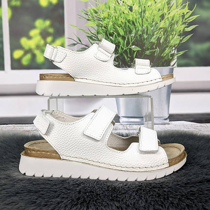 Босоніжки жіночі Inblu білі шкіряні на липучках 4942, фото 1