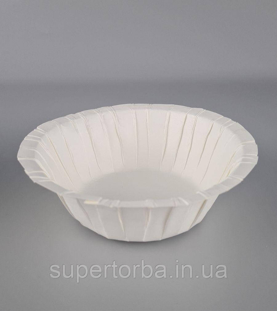 Тарілка з харчового картону 500 мл Біла D15.5 см h5.5 см (25 шт.), фото 1