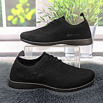 Мокасини жіночі на шнурках Gipanis чорні літні текстильні 4943, фото 3