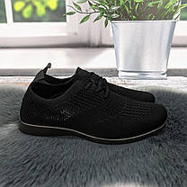 Мокасини жіночі на шнурках Gipanis чорні літні текстильні 4943, фото 4