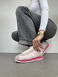 Рожеві шкіряні жіночі кросівкиNike Cortez Light Soft Pink Coral Демісезонні кеди Найк Кортез, фото 4