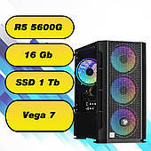Ігровий комп'ютер/ПК AMD Ryzen 5 5600G  (6/12 x 4.4 GHz) + 16Gb + SSD 1000 Gb + Vega 7 + 600W