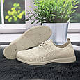 Мокасини жіночі на шнурках Gipanis бежеві літні текстильні 4943, фото 5