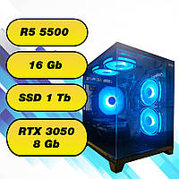Ігровий комп'ютер/ПК AMD Ryzen 5 5500  (6 x 4.2 GHz) + 16Gb DDR4 + SSD 1000 Gb + RTX 3050 8Gb