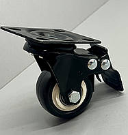 Міцне колесо меблеве поворотне на підшипнику з фіксатором  D=50 мм h-68 мм / ролик надійний з площадкою та стопором