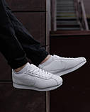 Білі шкіряні чоловічі кросівки Nike Cortez Full White Демісезонні кеди Найк Кортез Класік, фото 3