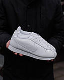 Білі шкіряні чоловічі кросівки Nike Cortez Full White Демісезонні кеди Найк Кортез Класік, фото 4
