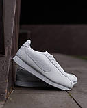 Білі шкіряні чоловічі кросівки Nike Cortez Full White Демісезонні кеди Найк Кортез Класік, фото 7