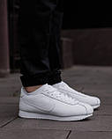 Білі шкіряні чоловічі кросівки Nike Cortez Full White Демісезонні кеди Найк Кортез Класік, фото 8