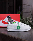 Білі шкіряні чоловічі кросівки Nike Cortez Full White Демісезонні кеди Найк Кортез Класік, фото 9