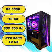 Ігровий комп'ютер AMD Ryzen 5 5500  (6 x 4.2 GHz) + 16Gb DDR4 + SSD 500 Gb + RTX 3060 12Gb