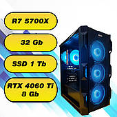 Игровой компьютер AMD Ryzen 7 5700X (8 x 4.6 GHz) +  32Gb + SSD 1000 Gb + RTX 4060 Ti 8Gb