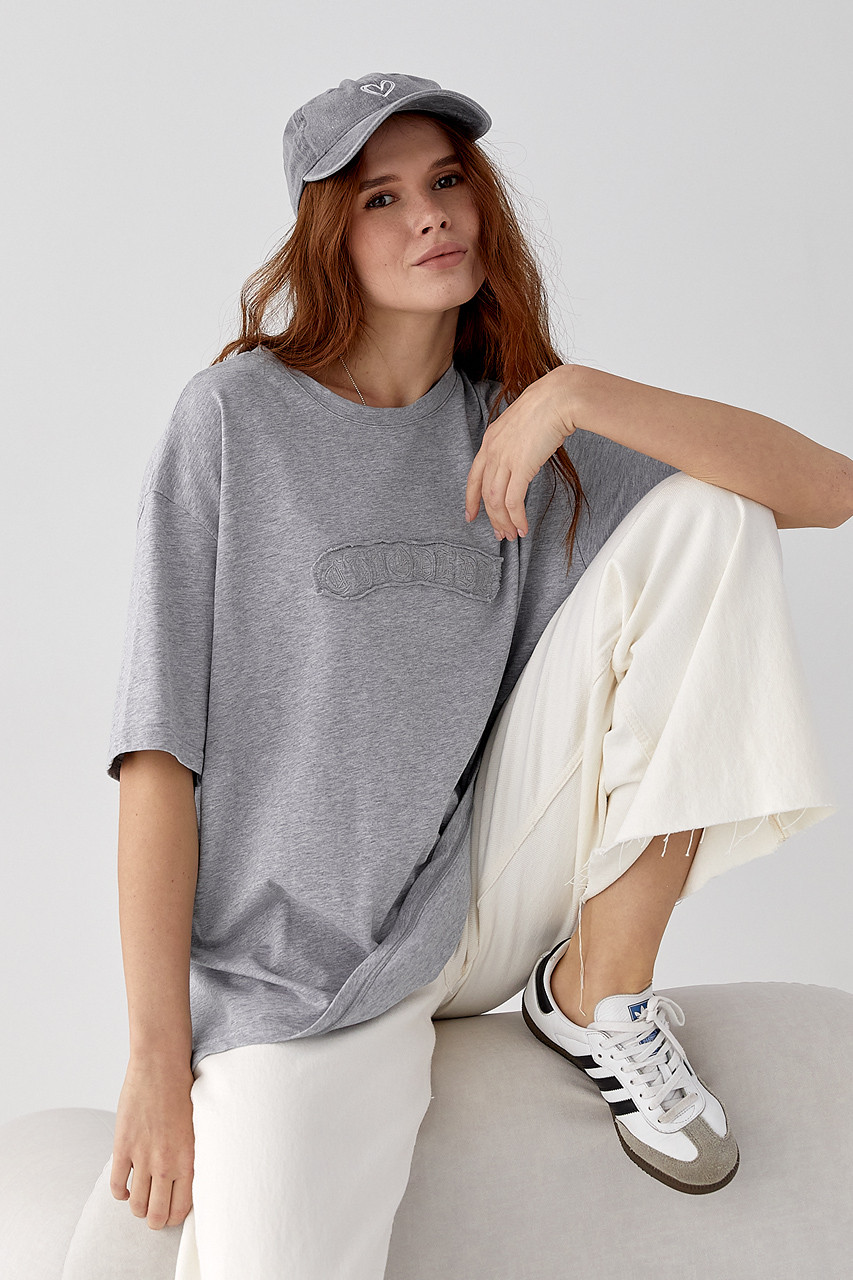 Футболка жіноча вільна оверсайз сірого кольору. Модель 30182