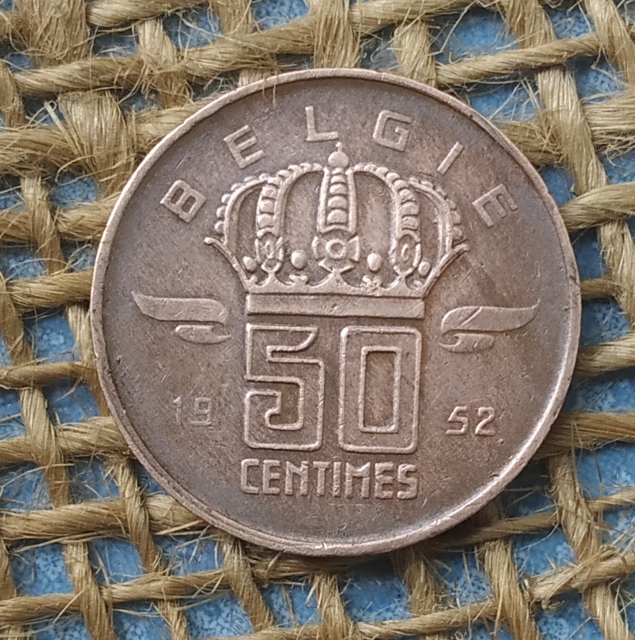 50 сантимiв 1952 року. Бельгiя, фото 1