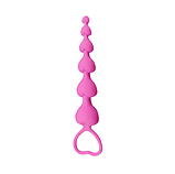 Анальні силіконові намисто у вигляді сердець, Рожевий ланцюжок з кільцем, Кульки для ануса 18 см, Інтимні ігра, фото 2