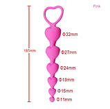 Анальні силіконові намисто у вигляді сердець, Рожевий ланцюжок з кільцем, Кульки для ануса 18 см, Інтимні ігра, фото 3