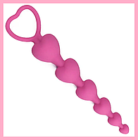 Анальні силіконові намисто у вигляді сердець, Рожевий ланцюжок з кільцем, Кульки для ануса 18 см, Інтимні ігра