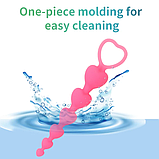 Анальні силіконові намисто у вигляді сердець, Рожевий ланцюжок з кільцем, Кульки для ануса 18 см, Інтимні ігра, фото 6