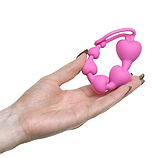 Анальні силіконові намисто у вигляді сердець, Рожевий ланцюжок з кільцем, Кульки для ануса 18 см, Інтимні ігра, фото 8