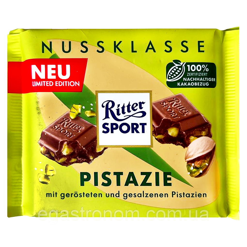 Шоколад фісташка Ріттер Спорт Ritter Sport pistazie 100g 12шт/ящ (Код: 00-00017718)