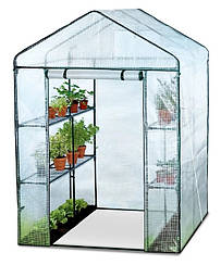 Парник з полицями Focus Garden 140x140 см зелений теплиця садова для розсади та овочів 8 полиць