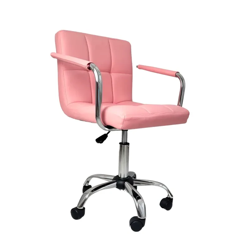 Крісло робоче на колесах Astana, сидіння з екошкіри, регуляція висоти, навантаження до 100 кг, колір рожевий, фото 1