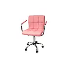 Крісло робоче на колесах Astana, сидіння з екошкіри, регуляція висоти, навантаження до 100 кг, колір рожевий, фото 3