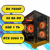 Ігровий комп'ютер AMD Ryzen 5 7500F  (6 x 5.0 GHz) + 32Gb DDR5 + SSD 1000 Gb + RTX 5060 Ti