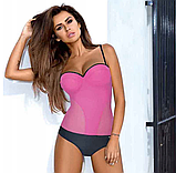 Суцільний жіночий купальник рожевого кольору на пляжі з еластану, фото 4