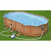 Каркасний овальний басейн з гідромасажем Bestway 56719 (610x366x122 см, 20241 л, сходи, фільтр, світло), фото 3