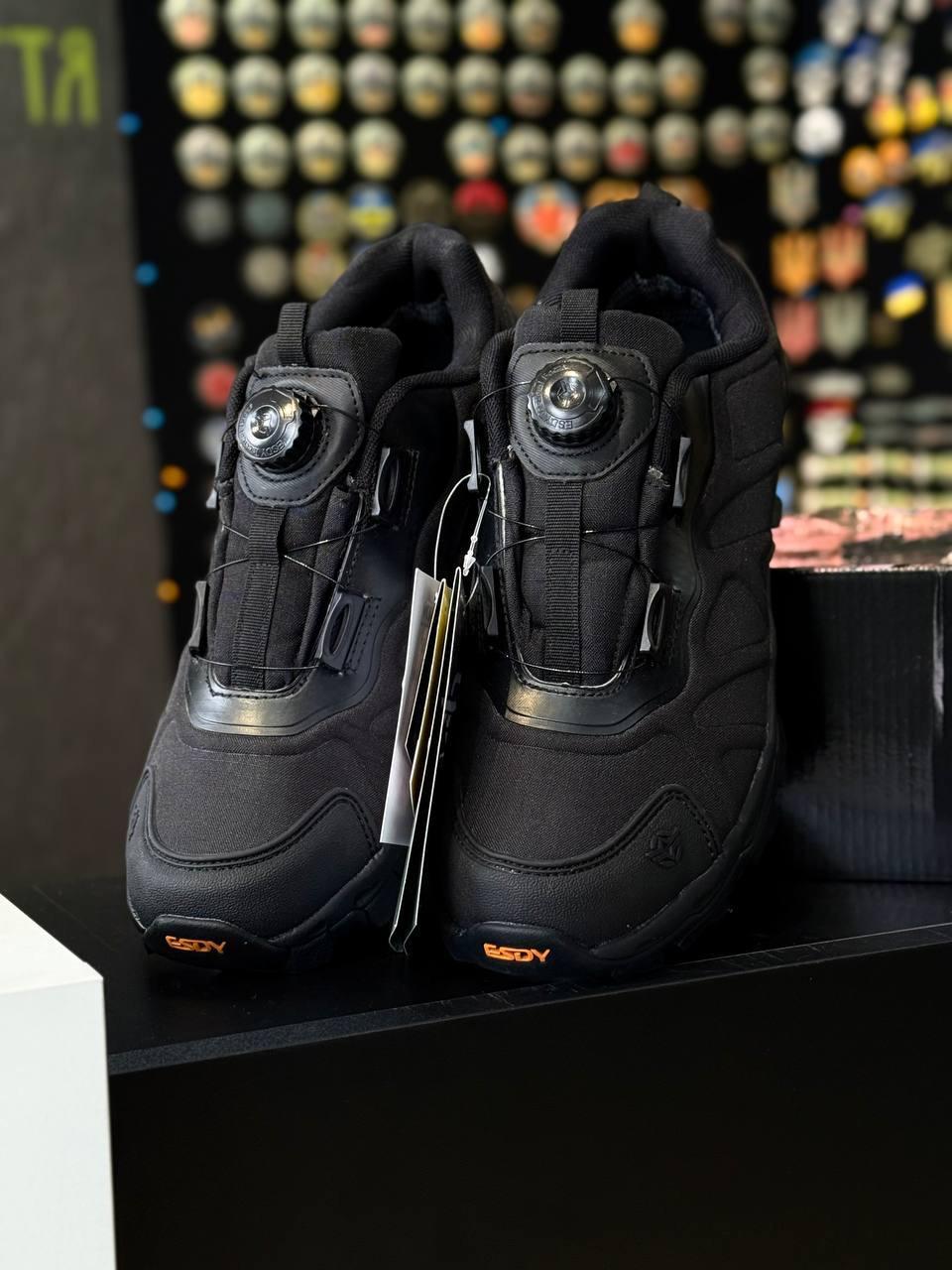 Тактичні кросівки Esdy Автошнурівка Чорні без сітки, фото 1