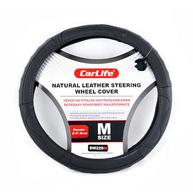 Чохол на кермо шкіра "XXXXL" (50-52см) чорний Carlife SW229 масаж/перфорація