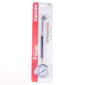 Манометр металевий вантажний 11атм "CarLife" (гнучкий шланг) TG-581/хром