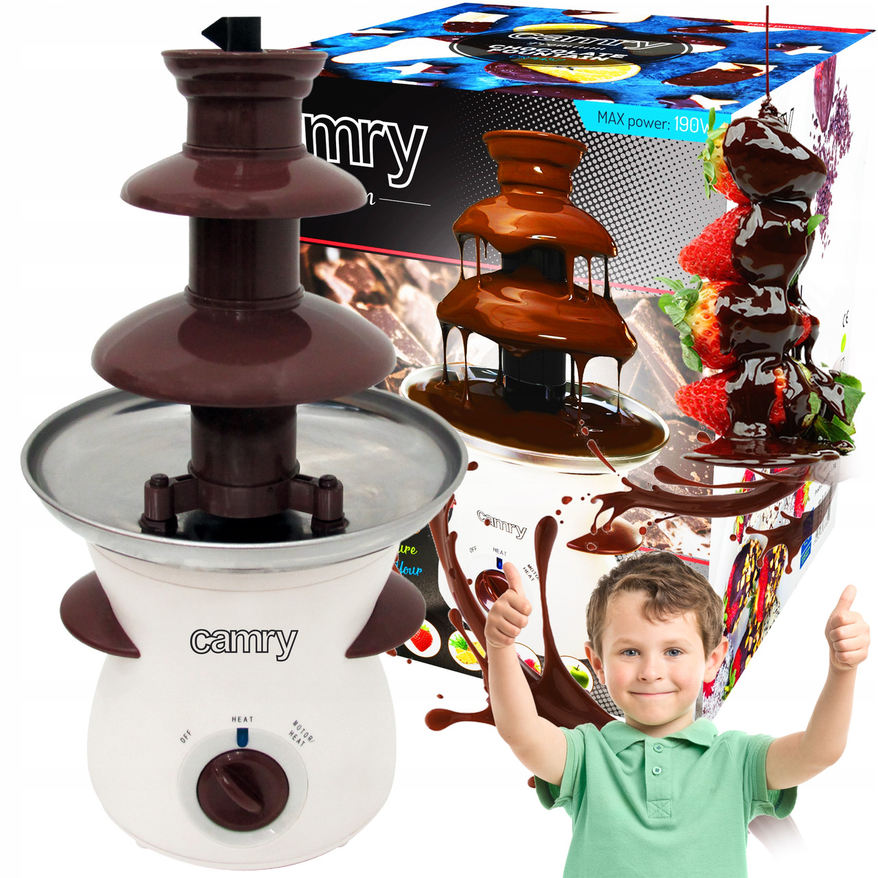 Шоколадний фонтан Camry CR 4457 - 3 яруси, 500 мл, 190 Вт, фото 1