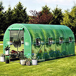 Теплиця парник Focus Garden 2.5x4x2 м зелена плівкова з вікнами та фартухом 140 г/м² садова конструкція