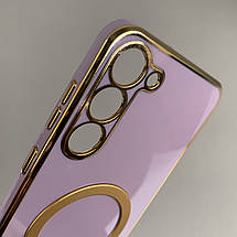 Чохол для Samsung Galaxy S23 Plus з MagSafe із золотою рамкою на самсунг с23 плюс чорничний q08w, фото 4