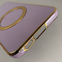 Чохол для Samsung Galaxy S23 Plus з MagSafe із золотою рамкою на самсунг с23 плюс чорничний q08w, фото 5