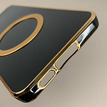 Чохол для Samsung Galaxy S23 Plus з MagSafe із золотою рамкою на самсунг с23 плюс чорний q08w, фото 5